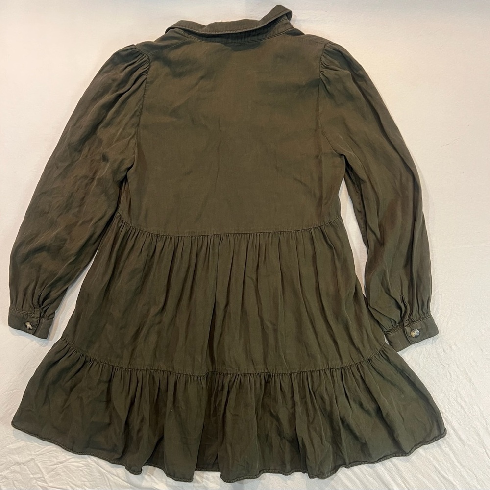 Zara Olive Green Tiered Babydoll Dress - Picture 4 of 5